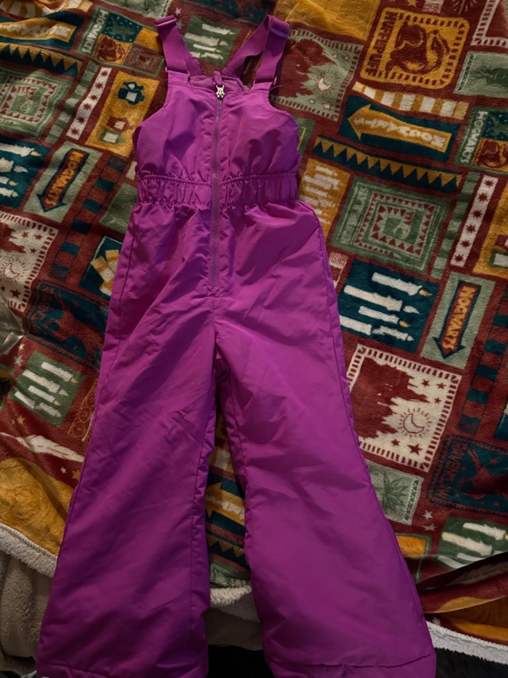 Kids Purple Insulated Snow Bib Overalls
